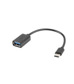 LANBERG USB-C(M) 2.0->USB-A(F) ADAPTER CABLE 15CM OTG BLACK