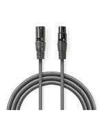 Nedis COTH15012GY50 - Digitální DMX Kabel 110 Ohmů | XLR 3pinová Zástrčka – XLR 3pinová Zásuvka | 5 m | Šedá barva