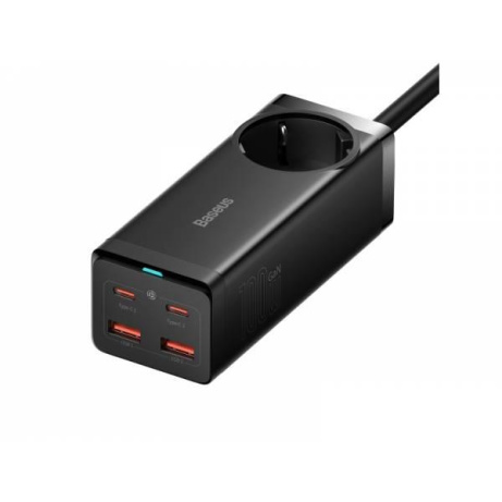 Baseus Rychlonabíječka do sítě GaN3 Pro, 2x USB-C, 2x USB + AC 100W s kabelem USB-C/USB-C černá