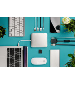 DIGITUS Univerzální dokovací stanice, USB-C, 11 portů 3x video, 1x USB-C, 3x USB3.0, RJ45, 2x čtečka karet, stříbrná hlíník