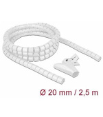 Delock Spirálová hadice se vtahovacím nástrojem 2,5 m x 20 mm, bílá
