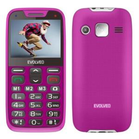EVOLVEO EasyPhone XR, mobilní telefon pro seniory s nabíjecím stojánkem, růžová