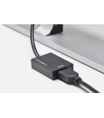 Ednet kabelový adaptér DisplayPort, DP samec - HDMI 2.0 typ A samice, 0,2 m, se zámkem, aktivní, CE, zlato, bl