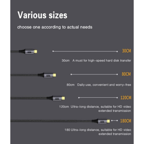 PremiumCord USB4™ Gen 3x2 40Gbps 8K@60Hz 240W Thunderbolt 3 kabel 1,2m