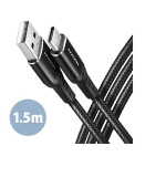 AXAGON BUCM-AM15AB, HQ kabel USB-C <-> USB-A, 1.5m, USB 2.0, 3A, ALU, oplet, černý