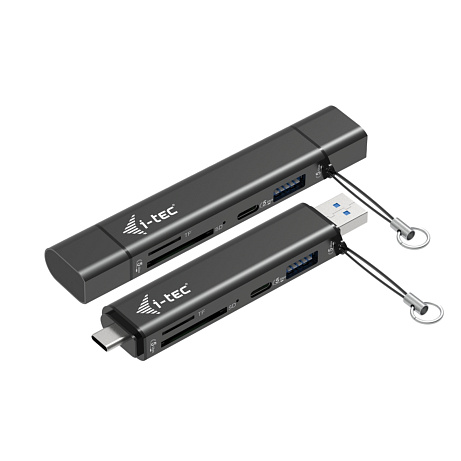 i-tec USB-C/USB-A Dongle SD/microSD card reader + 2x USB port (1x USB-A, 1x USB-C)