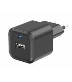 SWISSTEN SÍŤOVÝ ADAPTÉR GaN 1x USB-C 20W PD + 1x USB-A 18W QC ČERNÝ