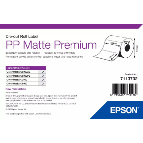 EPSON PP Matte Label Premium, Die-cut Roll, 105mm x 152mm, 800 Labels