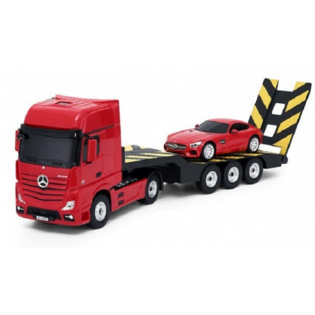 Kamion 2v1 Mercedes-Benz Actros + AMG GT3 1:24 - červený