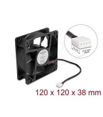 Delock Axiální ventilátor: 12 V DC, 120 x 120 x 38 mm, černý