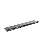 LANBERG PATCH PANEL 24 PORTŮ 0,5U 19" CAT.5E FTP STÍNĚNÝ ČERNÝ