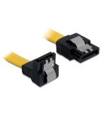Kabel SATA III 30 cm, přímý/dolů, žlutý, kovová západka