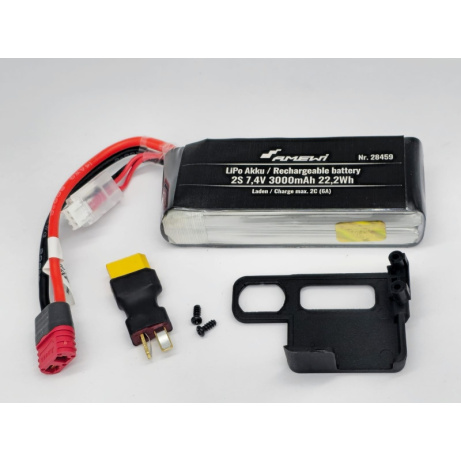 Akumulátor Li-po 7.4V- 2S- 3000 mAh- 25C-T včetně redukce a držáku