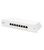 DIGITUS CAT 6 patch panel, stíněný, 8 portů RJ45 8P8C, LSA, 1U, 254 mm (10 ") Rack Mount, šedá