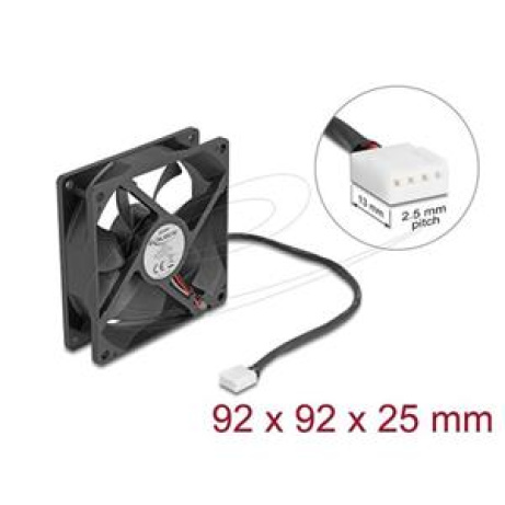 Delock Axiální ventilátor: 24 V DC, 92 x 92 x 25 mm, černý