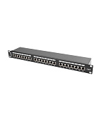 LANBERG PATCH PANEL 24 PORTŮ 1U 19" CAT.6 FTP STÍNĚNÝ ČERNÝ