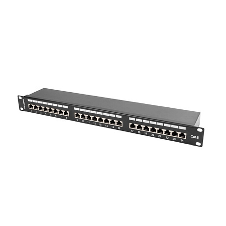 LANBERG PATCH PANEL 24 PORTŮ 1U 19" CAT.6 FTP STÍNĚNÝ ČERNÝ