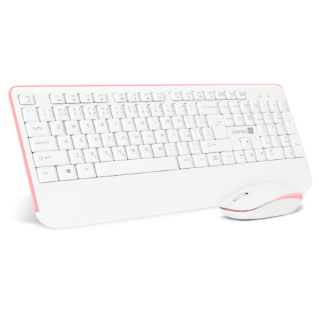 CONNECT IT Combo bezdrátová bílo-růžová klávesnice + myš, CZ + SK layout