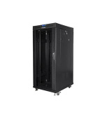 LANBERG Volně stojící skříň 19" 27U/800x1000 (v rozloženém stavu) černá (RAL9004) skleněné dveře LCD