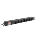 LANBERG NAPÁJECÍ DISTRIBUČNÍ JEDNOTKA (PDU) 19" 1U 10A 2M 7X SCHUKO ZÁSUVKY ČERNÁ C14