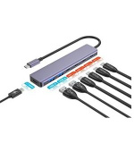 PLATINET HUB 7IN1 10GBS USB-C TO 4X USB-C 3.2 GEN2 + 2X USB-A 3.2 GEN1 + 1X USB-C PD 100W ALU