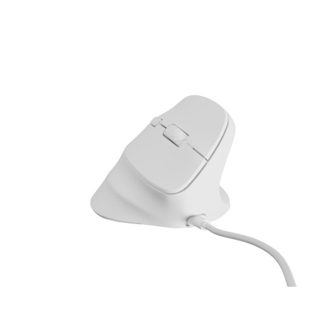 Vertikální myš Natec CRAKE 2 PRO/Vertikální/Optická/Pro praváky/12 400 DPI/Drátové USB-A/Bílá