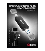 C-TECH Čtečka karet UCR-02-AL, USB 3.0 TYPE A/ TYPE C, SD/micro SD