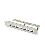 LANBERG PATCH PANEL 12 PORTŮ 1U 19" FTP PRO MODULY KEYSTONE ŠEDÝ V2