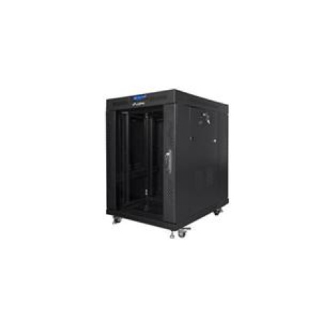 LANBERG Volně stojící skříň 19" 15U/600x800 (v rozloženém stavu) skleněné dveře LCD černá (RAL9004)