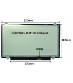 LCD PANEL 14,0" HD 1366x768 30PIN MATNÝ / ÚCHYTY NAHOŘE A DOLE