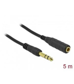 Delock Stereo Jack prodlužovací kabel 6,35 mm 3 pin samec na samici 5 m černý