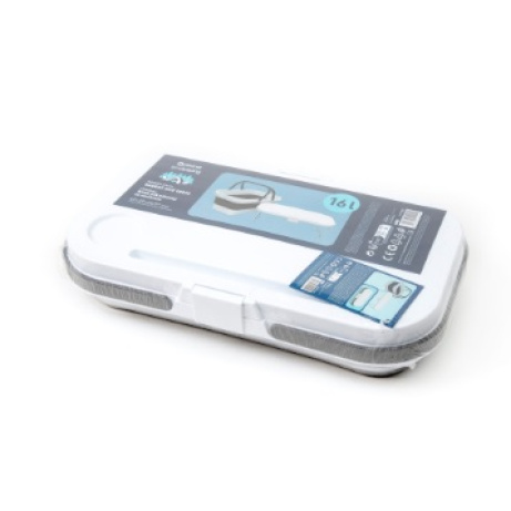 PLATINET KEMPINGOVÝ PIKNIKOVÝ KOŠÍK 47X29X23,5 CM, 16L, SKLÁDACÍ, S VÍKEM 2V 1 / STŮL BÍLÁ-ŠEDÁ