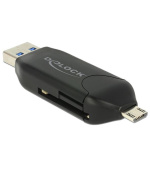 Delock Micro USB OTG čtečka karet + USB 3.0 A male
