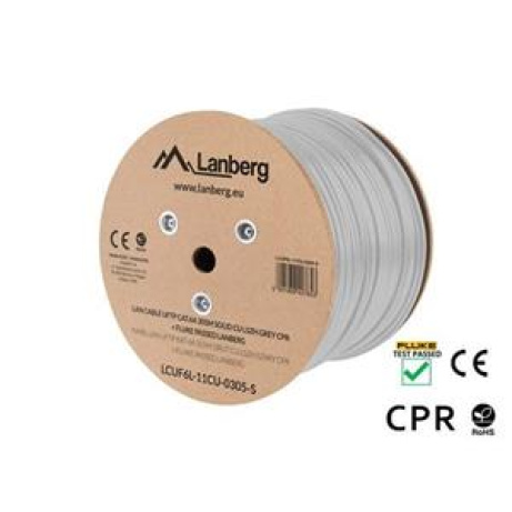 LANBERG LAN KABEL CAT.6A UFTP 305M SOLID CU LSZH GREY CPR + FLUKE PASSED