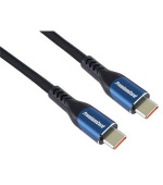 PremiumCord USB-C kabel ( USB 3.2 GEN 2x2, 5A, 100W, 20Gbit/s ) 2m, bavlněný oplet, černý