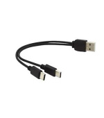 PremiumCord USB kabel A/Male to USB-C male (nabíjení) + USB-C male (nabíjení) 30cm