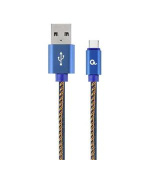 GEMBIRD CABLEXPERT Kabel USB 2.0 AM na Type-C kabel (AM/CM), 2m, opletený, jeans, blister, PREMIUM QUALITY