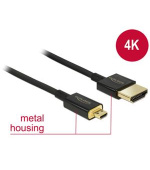 Delock Kabel High Speed HDMI s Ethernetem - HDMI-A samec > HDMI Micro-D samec 3D 4K 2 m Slim Premium
