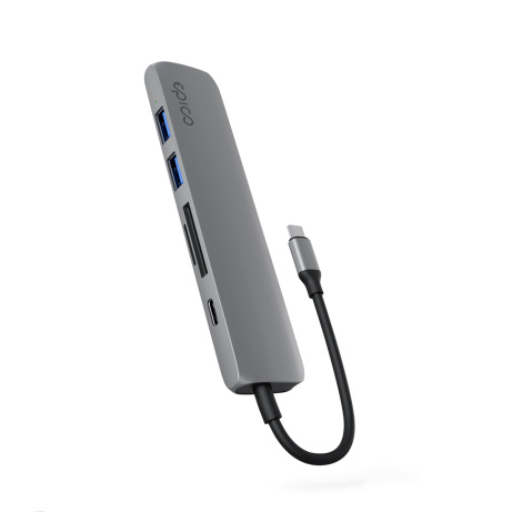 Epico 6v1 Alu Hub 8K s USB-C konektorem - šedá