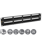 19" patch panel Solarix 48 x RJ45 CAT5E UTP 150 MHz černý 2U SX48-5E-UTP-BK
