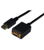 Digitus Adaptérový kabel DisplayPort, DP - HD15 (VGA) samec / samice, 0,15 m, s blokováním, kompatibilní s DP 1.2, CE, bl
