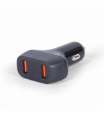Gembird Nabíječka do auta, 2x USB, fast charger, QC3.0, 36 W, černá