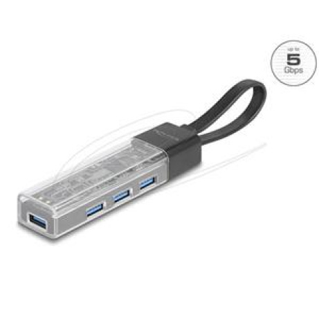 Delock 4 portový USB 5 Gbps Hub s porty USB Typ-A nebo USB Type-C™ v průhledném krytu