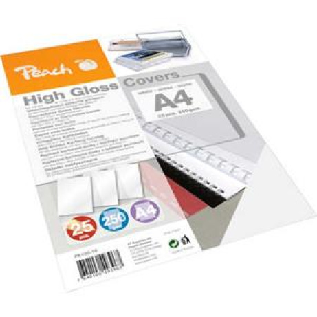PEACH vazací zadní obaly, A4 250gsm, bílé, 25 ks