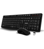 EVOLVEO K1050, bezhlučný set bezdr. klávesnice a myši, US INTL, černá