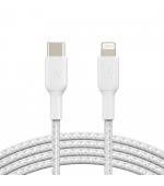 BELKIN kabel oplétaný USB-C - Lightning, 1m, bílý