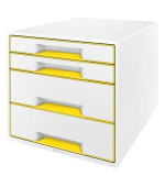 LEITZ Zásuvkový box  WOW CUBE, 4 zásuvky, bílá/žlutá