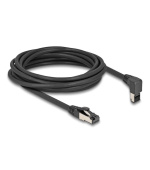 Delock Síťový kabel RJ45 Cat.8.1 S/FTP, zalomený nahoru o 90° / přímý, 5 m, černý