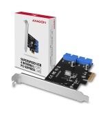 AXAGON PCEU-034VL, PCIe řadič, 2x interní 19-pin USB 3.2 Gen 1 port, 5 Gbps, SP & LP
