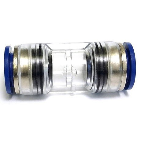 Spojka mikrotrubiček s kovovou vložkou - přímá, průhledná, prům.14/10mm vodotěsná